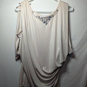Jennifer Lopez Shimmery Cream Beaded Blouse Size Medium